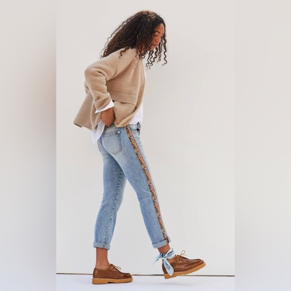 Pilcro Slim Boyfriend Camo Trim Jeans